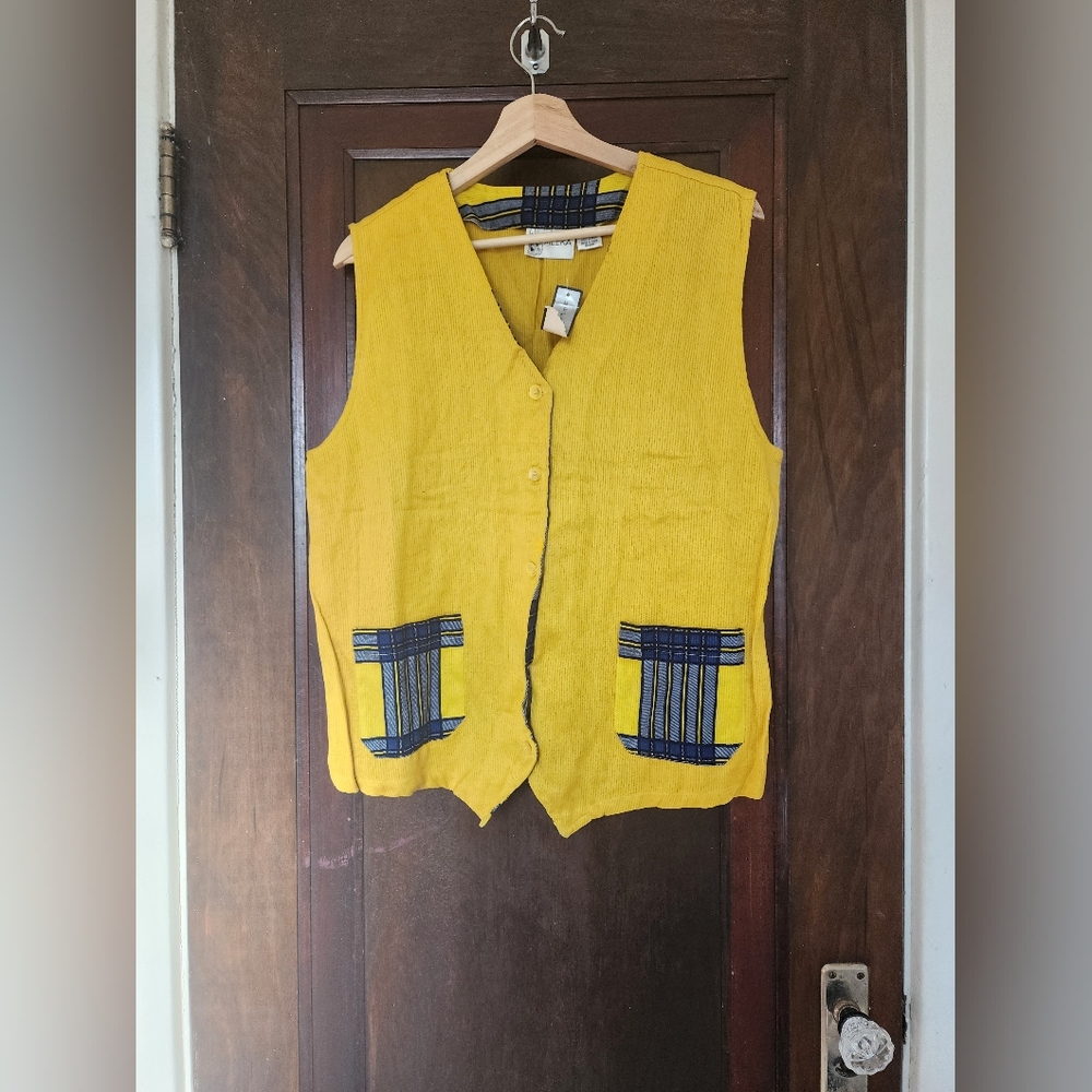Vintage-Inspired Meera Yellow Cotton Vest 1X Made in India NWT